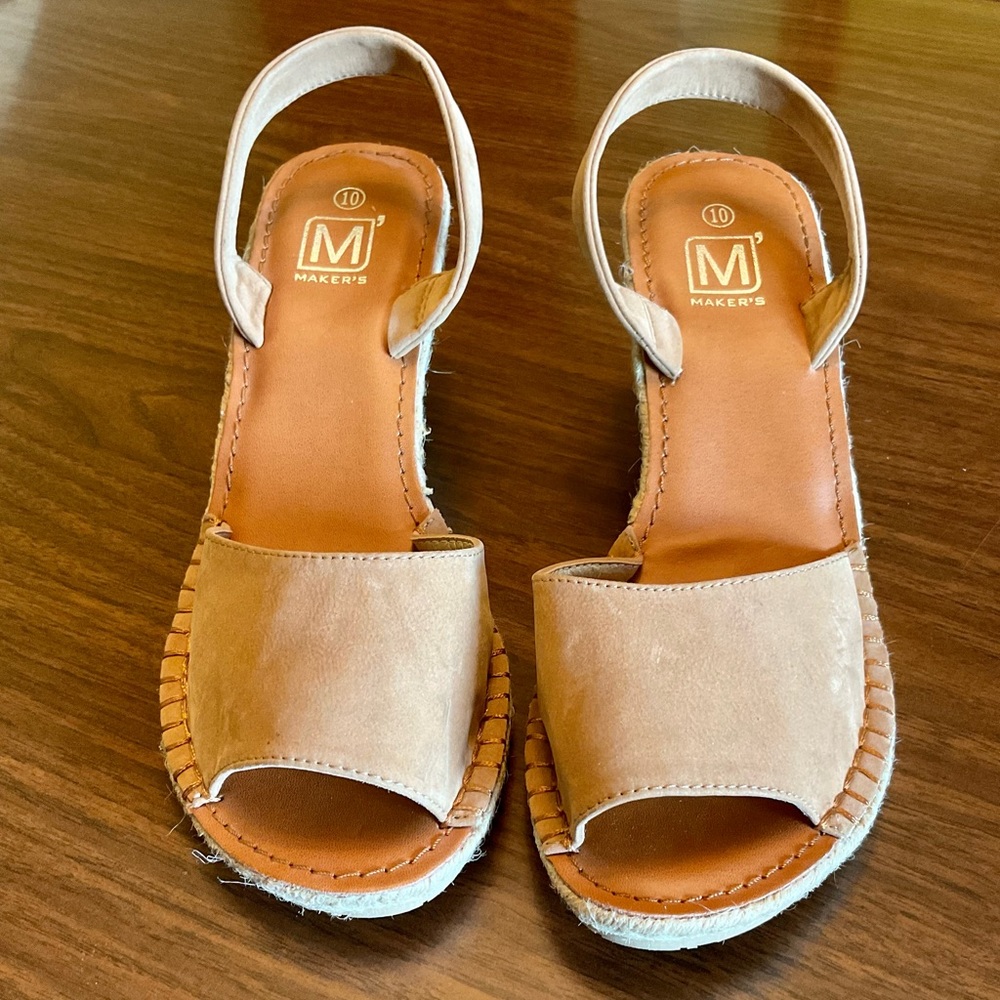 NWOT Women’s size 10 suede and rope wedge sandals. 3” rope wedge.  never worn